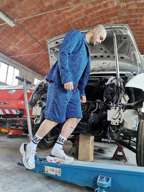 Bermuda Animalier Blu Elettrico