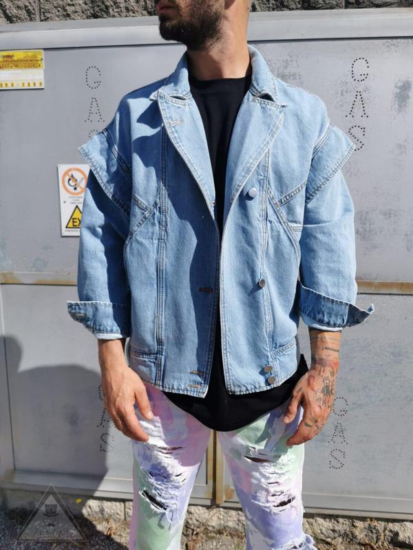 Chiodo denim pipistrello