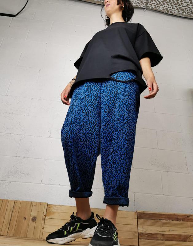 Pantalone Animalier Blu Elettrico