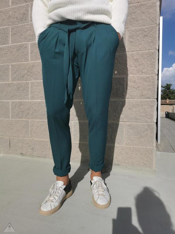 Pantalone Laccio Verde Petrolio