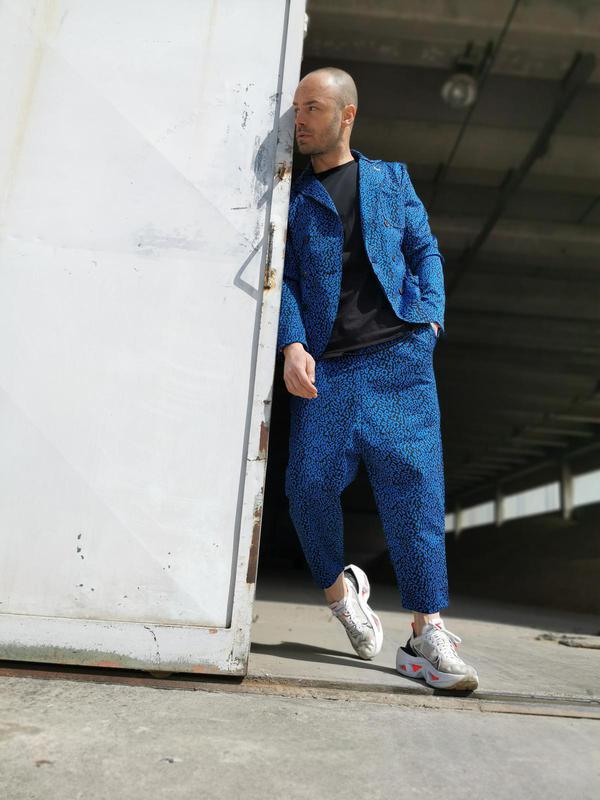 Pantalone Animalier Blu Elettrico