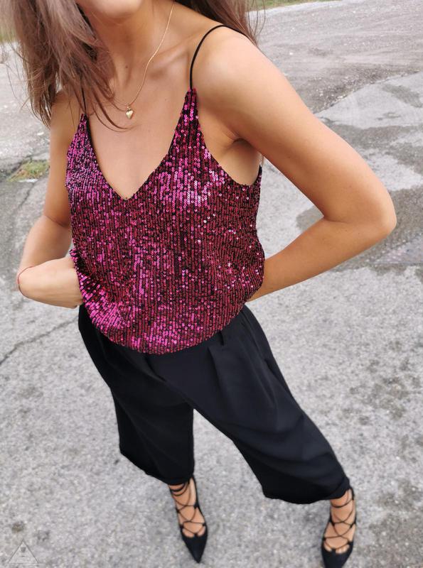 Top Paillettes Fuxia